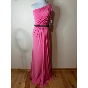 Jovani 40932 one shoulder ruched Greek goddess prom formal dress hot pink NEW 4